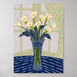 Impression d'art de lys calla blancs élégants Mini