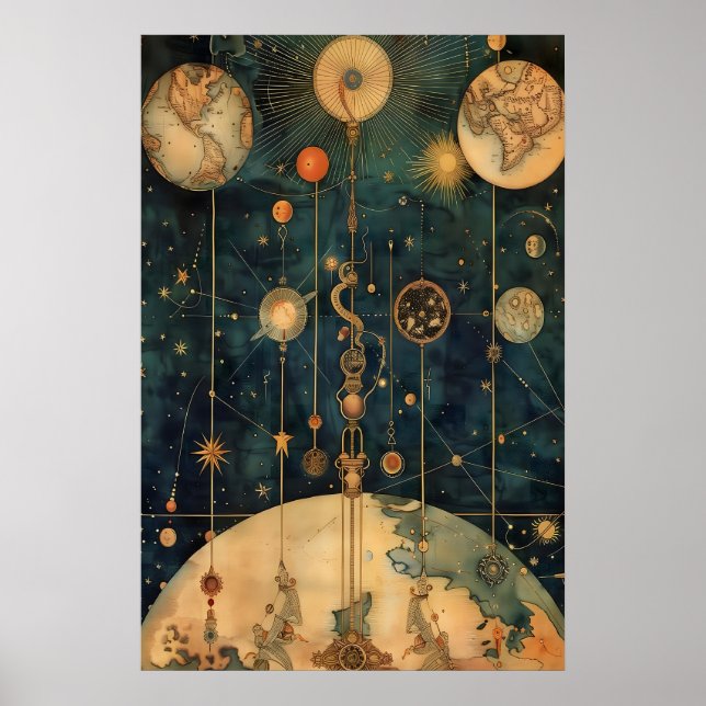 Impression d'art de mécanique céleste Carte des ét (Devant)