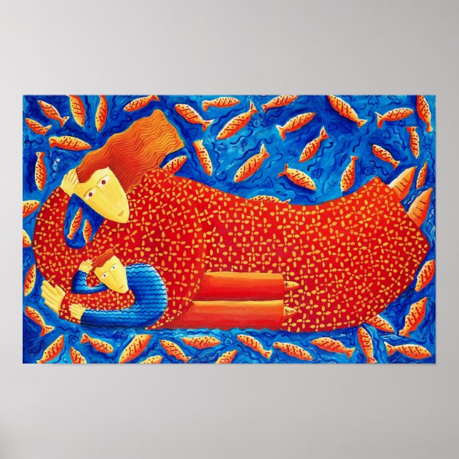Impression d'art de mère et fils avec peinture de  (Devant)
