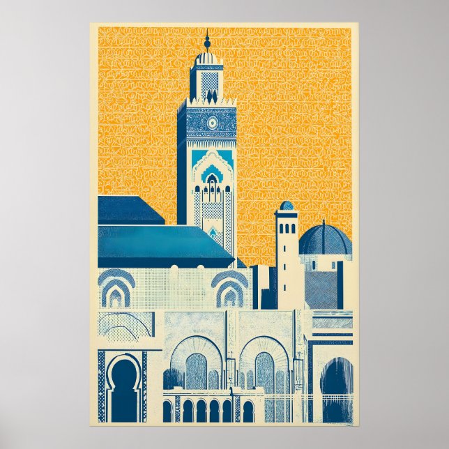 Impression d'art de mosquée marocaine Géométrique  (Devant)