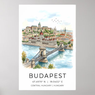 Impression d'art de mur de Budapest Paysage de vil