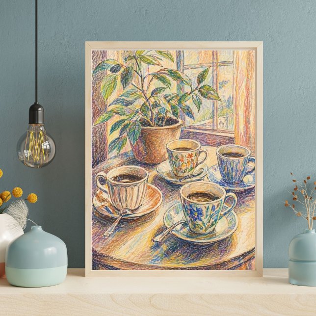 Impression d'art de nature morte de tasses de café (Créateur téléchargé)