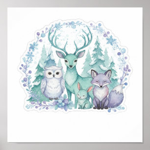Impression d'art de nurserie de forêt hivernale pa