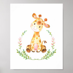 Impression d'art de nurserie girafe aquarelle
