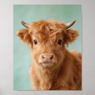 Impression d'art de nursery de veau de vache Highl