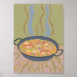 Impression d'art de paella espagnole croustillante