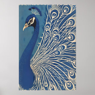 Impression d'art de paon bleu Minimaliste Mur de p