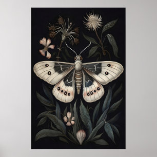 Impression d'art de papillon de nuit botanique, Af