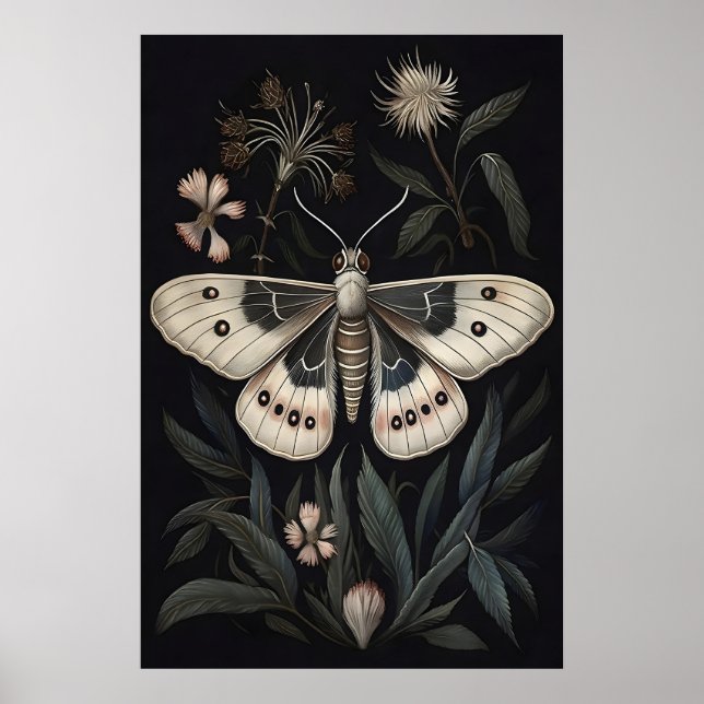 Impression d'art de papillon de nuit botanique, Af (Devant)