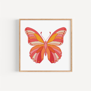 Impression d'art de papillon dessiné à la main en