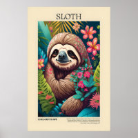 Impression d'art de paresseux floral Affiche de fa