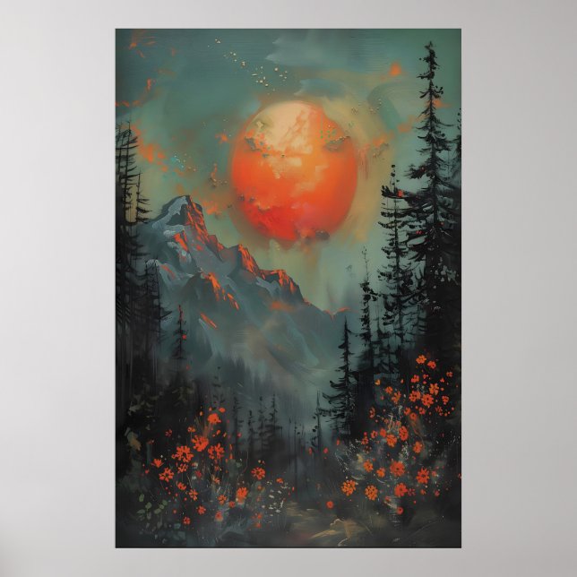 Impression d'art de paysage de montagne au coucher (Devant)