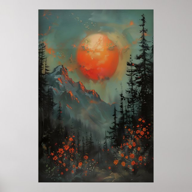 Impression d'art de paysage de montagne au coucher (Devant)