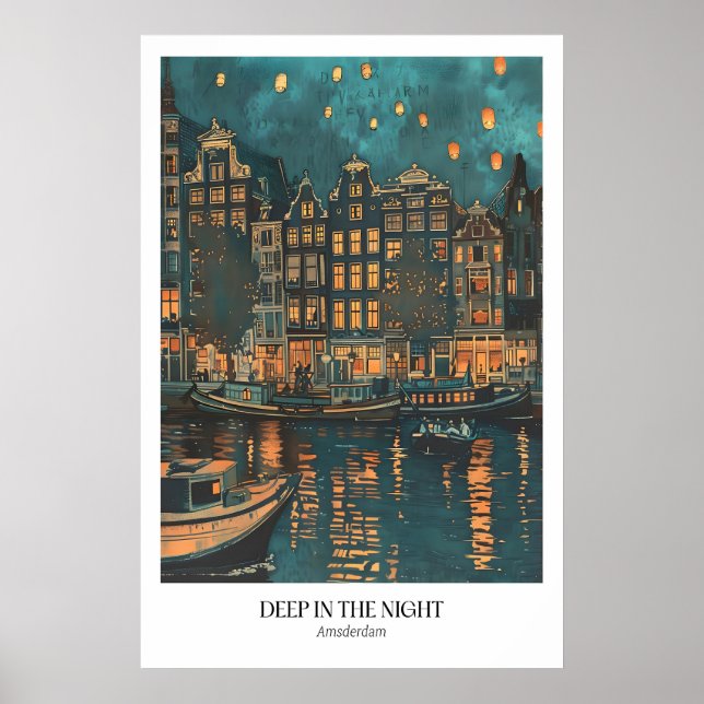 Impression d'art de paysage nocturne d'Amsterdam S (Devant)