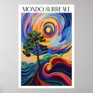 Impression d'art de paysage surréaliste Arbre vibr