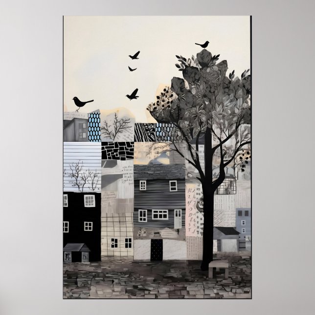 Impression d'art de paysage urbain monochrome surr (Devant)