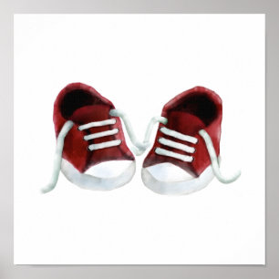 Impression d'art de peinture de baskets bébé rouge