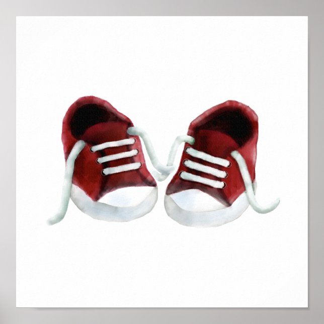 Impression d'art de peinture de baskets bébé rouge (Devant)