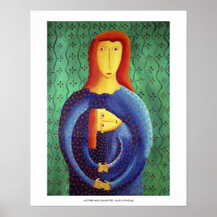 Impression d'art de peinture de mère et fille