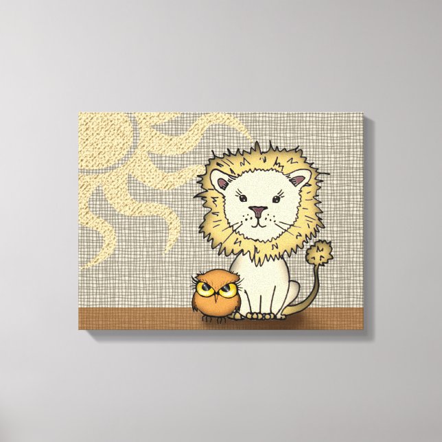 Impression d'art de pépinière de Lion et Hibou sur (Recto)