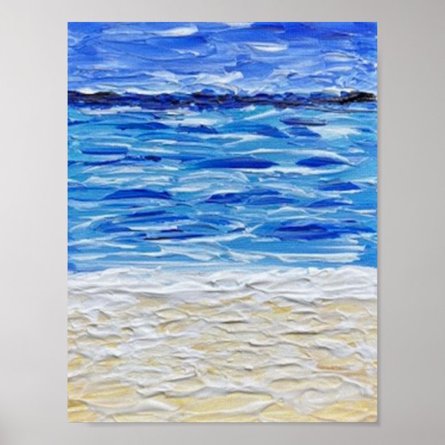 Impression d'art de plage à texture bleue  (Devant)