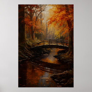 Impression d'art de pont de ruisseau de forêt d'au