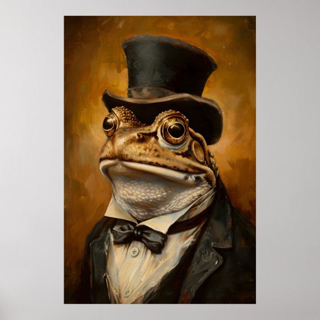 Impression d'art de portrait de grenouille vintage (Devant)