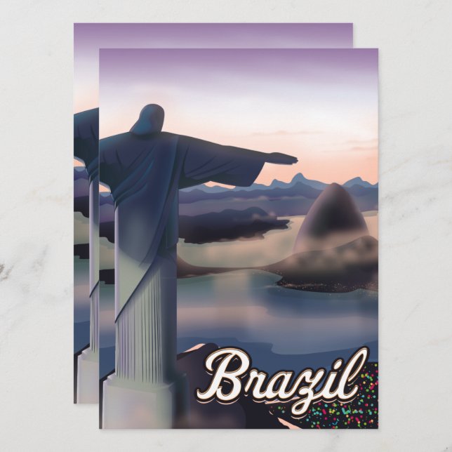 Impression d'art de poster de voyage au Brésil. (Devant / Derrière)