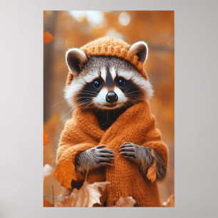 Impression d'art de Raton laveur d'Automne, Animal