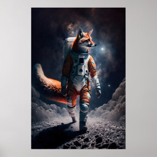 Impression d'art de renard astronaute en combinais
