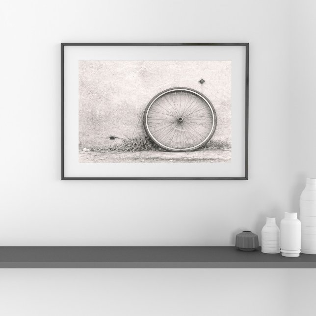 Impression d'art de roue de vélo noir et blanc – M (Créateur téléchargé)
