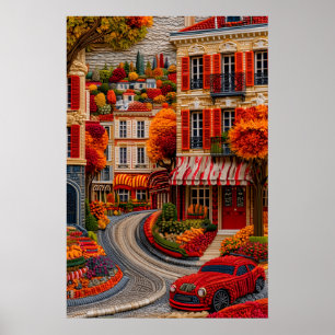 Impression d'art de rue parisienne automnale de st