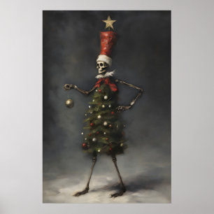 Impression d'art de sapin de Noël squelettique, Hi