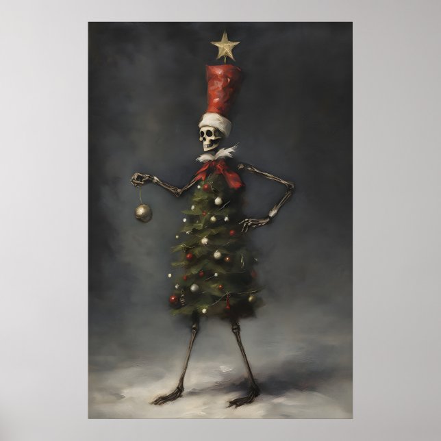 Impression d'art de sapin de Noël squelettique, Hi (Devant)