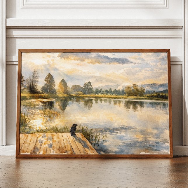 Impression d'art de scène de lac à l'aquarelle pou (In-situ example (this print comes UNFRAMED))