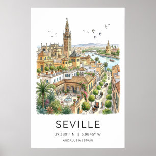 Impression d'art de Séville Skyline illustré avec