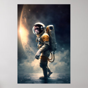 Impression d'art de singe astronaute drôle d'anima