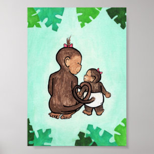 Impression d'art de singes joyeux de la jungle - S