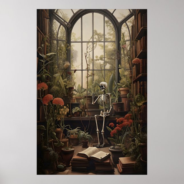 Impression d'art de squelette de bibliothèque bota (Devant)