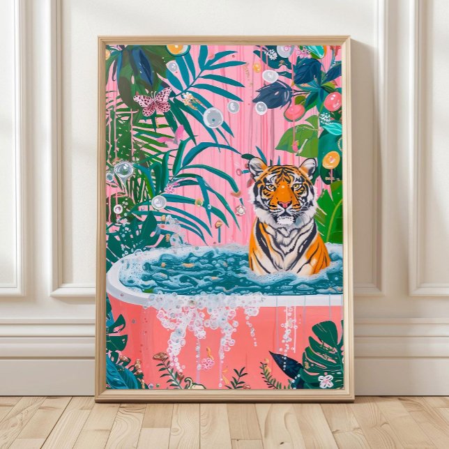 Impression d'art de tigre dans une baignoire, déco (Créateur téléchargé)