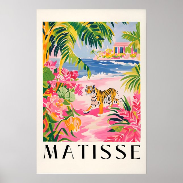 Impression d'art de Tigre Rose - Art mural style M (Devant)