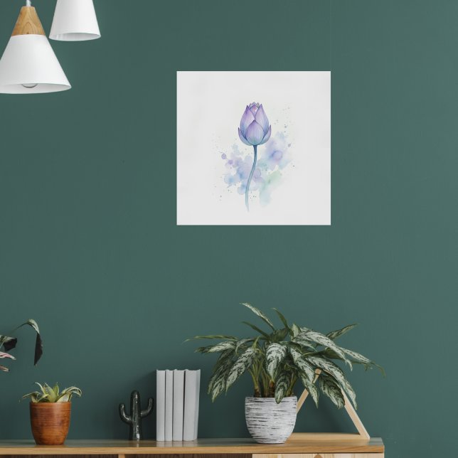 Impression d'art de tulipe à l'aquarelle violette  (Salon 1)