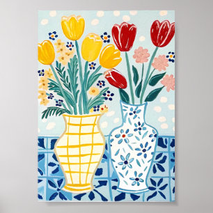 Impression d'art de tulipes et de marguerites joye