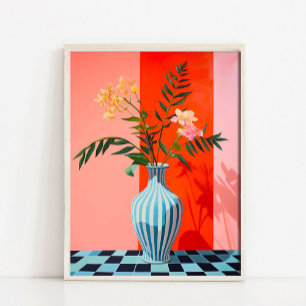 Impression d'art de vase de fleurs, peinture à l'h