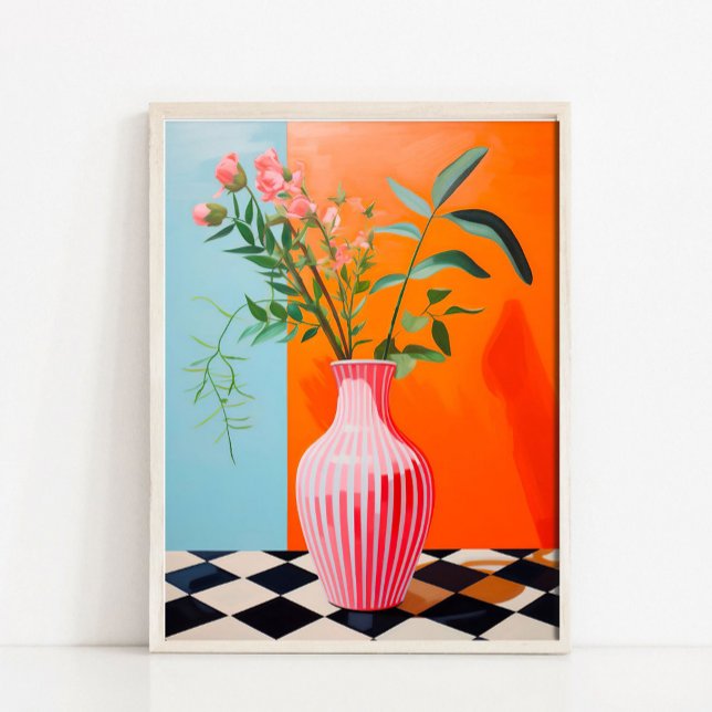 Impression d'art de vase de fleurs, peinture à l'h (Créateur téléchargé)