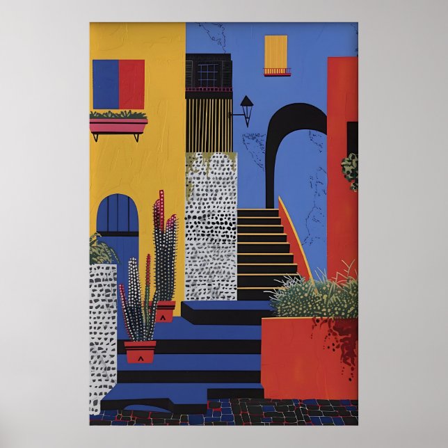 Impression d'art de ville italienne abstraite Vill (Devant)