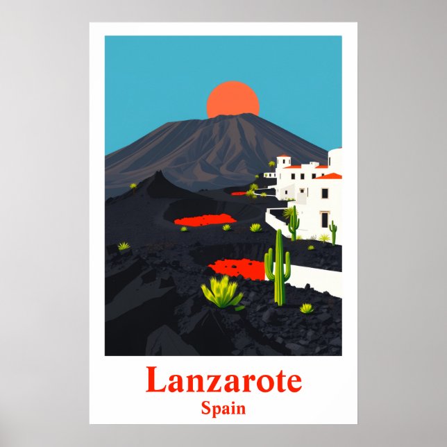 Impression d'art de voyage vintage Lanzarote Espag (Devant)