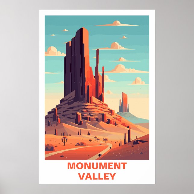 Impression d'art de voyage vintage Monument Valley (Devant)