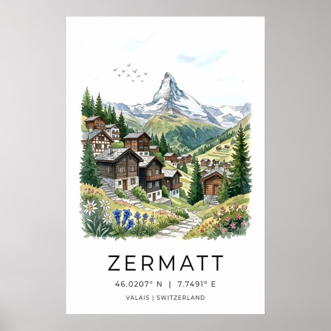 Impression d'art de Zermatt Suisse Village alpin,  (Devant)