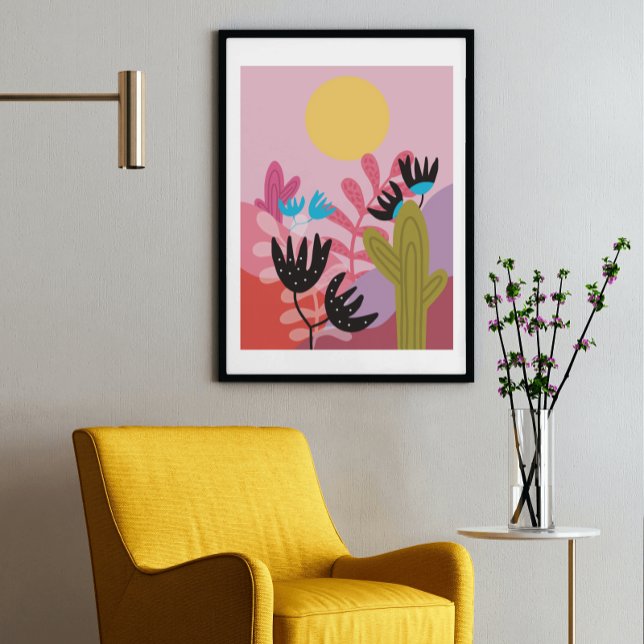 Impression d'art déco moderne de cactus de désert  (Créateur téléchargé)